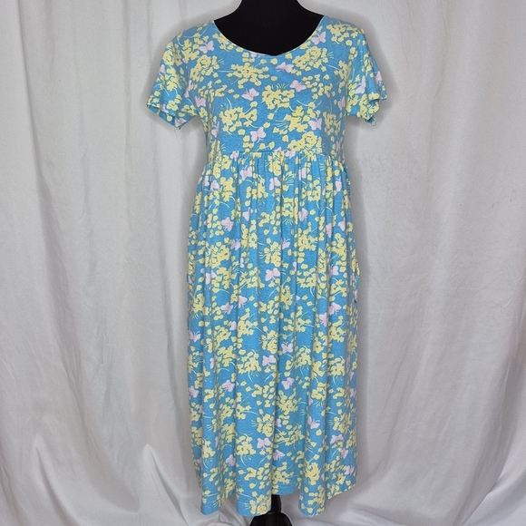 Lilly Pulitzer Vintage Summer Floral Short Sleeve Cotton Dress - Size L  *Flaws - Picture 1 of 10